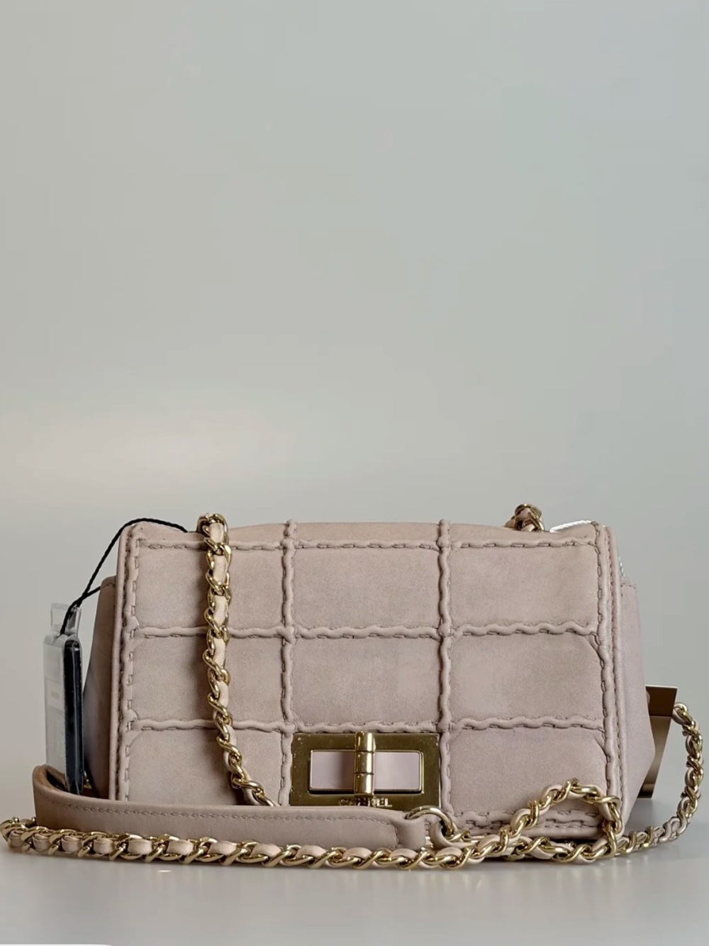 Chanel Calfskin 2.55 Mini Ice Cube Nude Pink Square Lock Crossbody